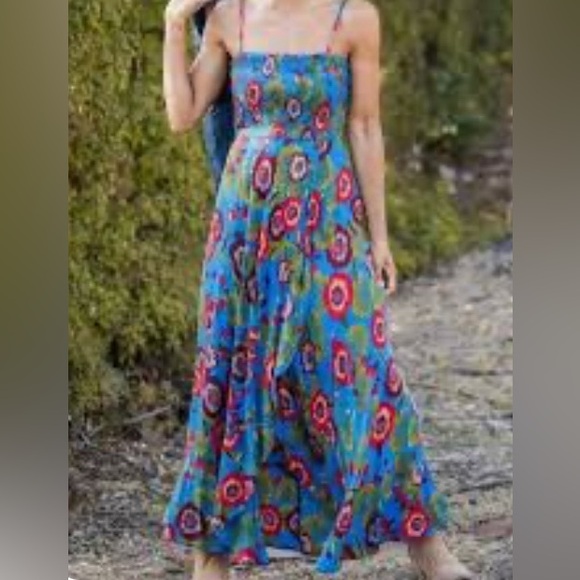 Band Of Gypsies Floral Smocked Hi/Lo maxi dress medium - Picture 1 of 9